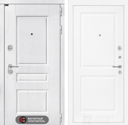 Входная металлическая дверь VERSAL (Версаль)  Альберо браш серебро / 11 Белый софт
