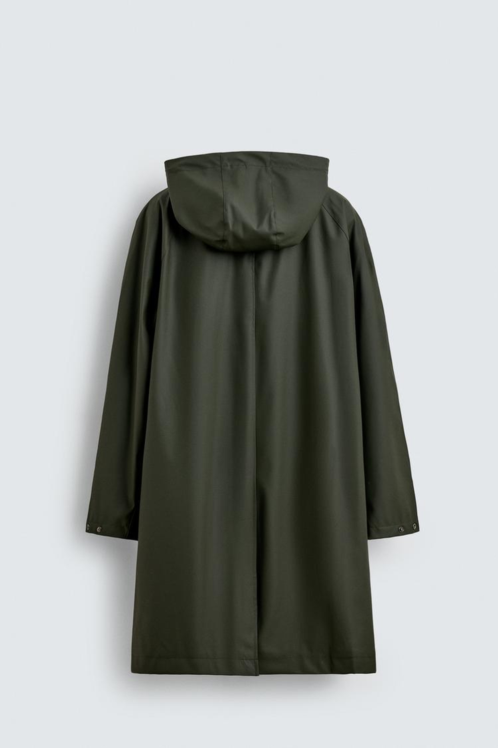 ZARA ПРОРЕЗИНЕННАЯ ПАРКА С КАПЮШОНОМ, ТЕМНЫЙ ХАКИ