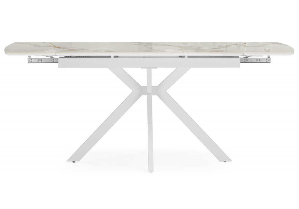 Керамический стол Woodville Катчел-2 120(180)x80 calacatta gold, белый