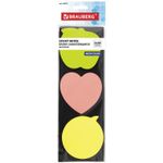 Блок самоклеящийся (стикеры), фигурный BRAUBERG, НЕОНОВЫЙ "Ассорти", 3 цвета х 50 листов, европодвес, 122711