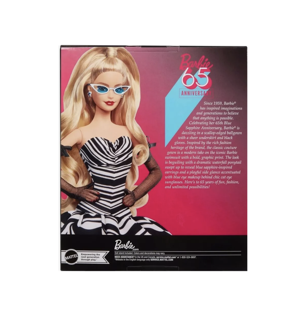 Кукла Barbie Signature 2024, в честь 65-летнего юбилея, блондинка с синим сапфиром, в подарочной коробке!