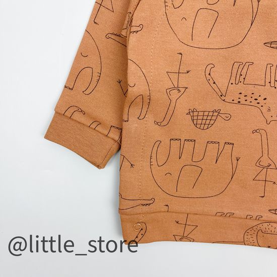 Джемпер из футера с начесом "Я родился" коричневый