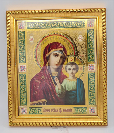 Икона баг.15*18 уф/л БМ Казанская зел/орн/зол/фон(БоГ) 10681462