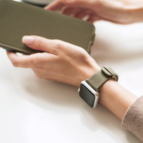 Ремешок для Apple Watch 44/45/46 mm из кожи теленка, зеленого цвета