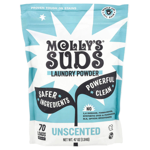 Molly's Suds, ультраконцентрированный стиральный порошок, без запаха, 1,33 кг (47 унций)