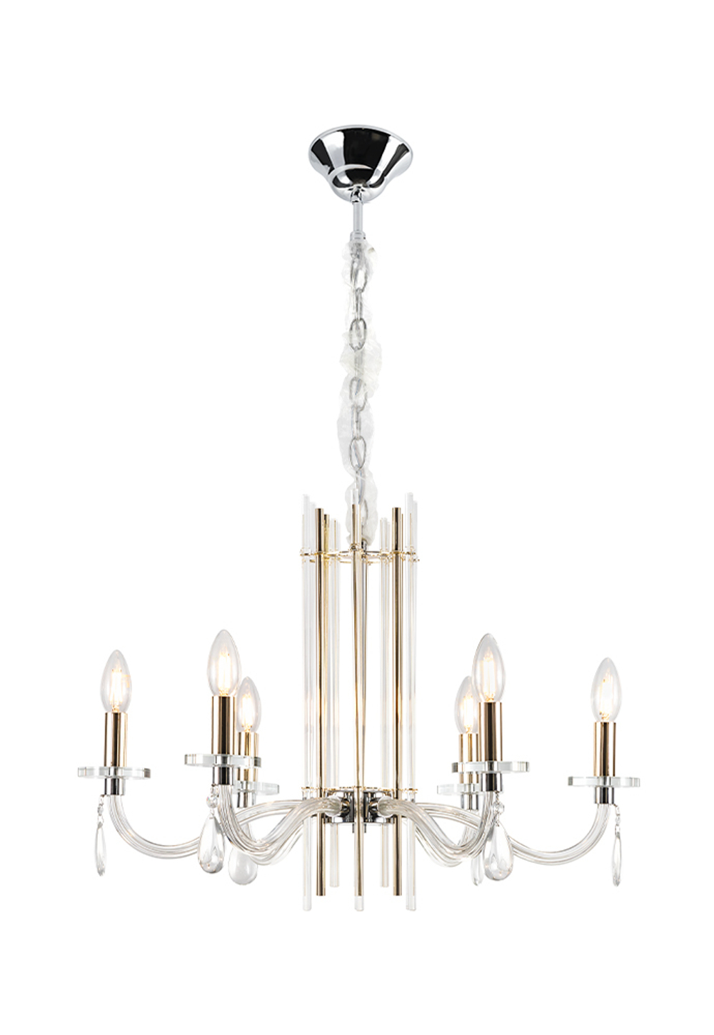 Люстра Crystal Lux AURELIO SP6 GOLD+CHROME/TRANSPARENT