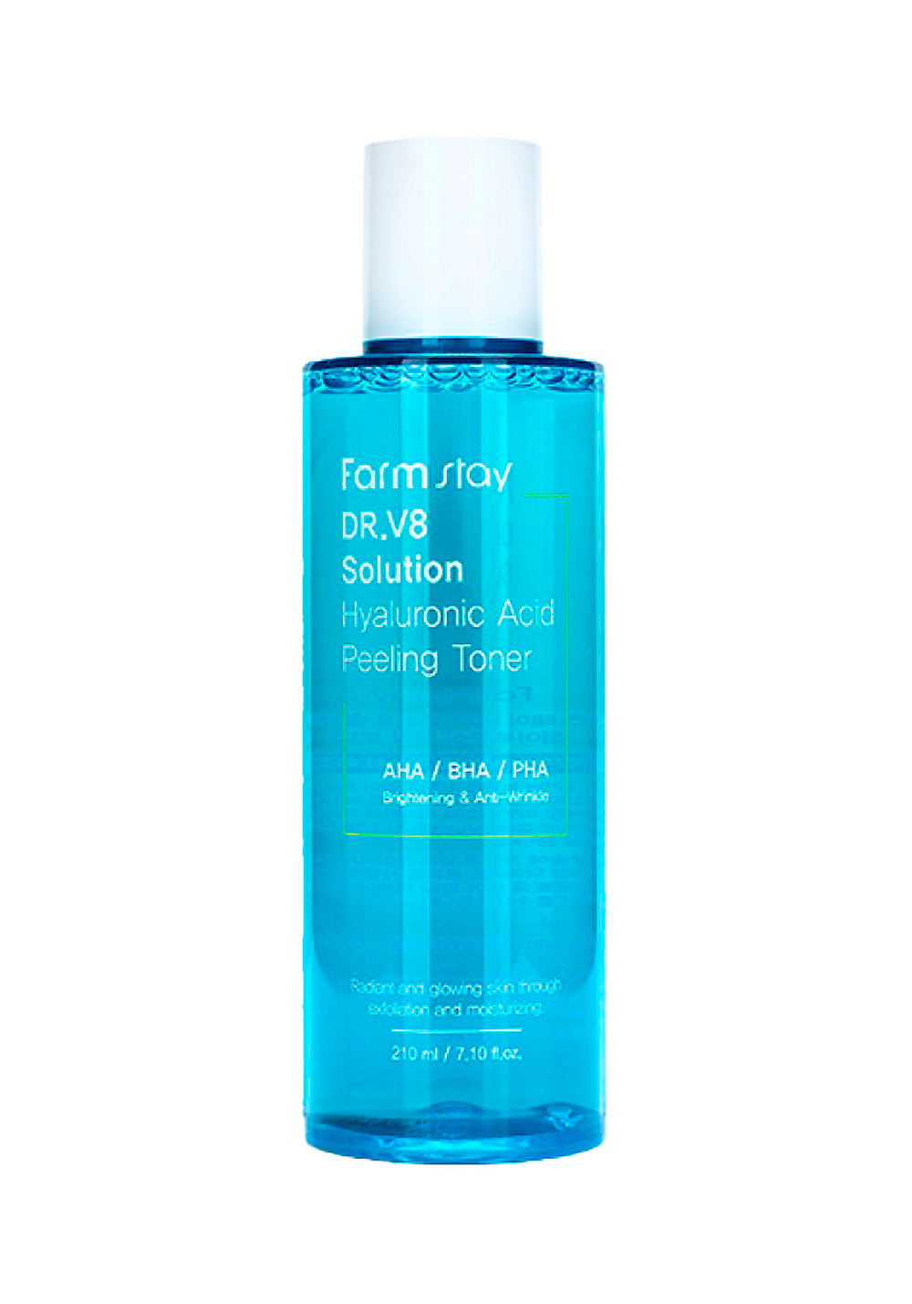 FarmStay DR.V8 Solution Hyaluronic Acid Peeling Toner Обновляющий увлажняющий тонер с гиалуроновой кислотой и AHA/BHA/PHA кислотами