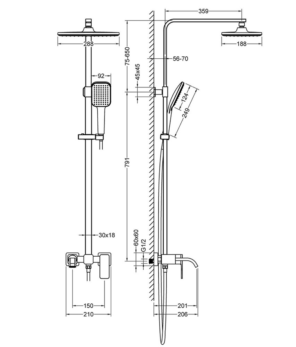 Душевая стойка Timo Selene SX-1013/03 черная