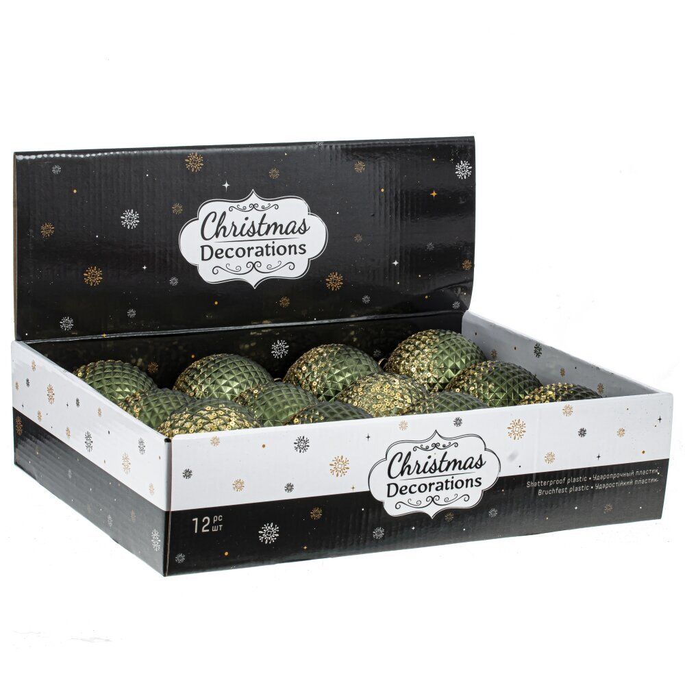 GAEM Набор из 12шт Украшение новогоднее "Шар", D 8 см, L35 W27 H8,5 см