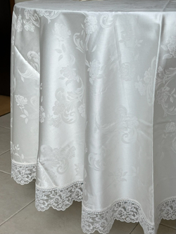 Скатерть круглая 220см и 12 салфеток Palombella Svezia сливочного цвета