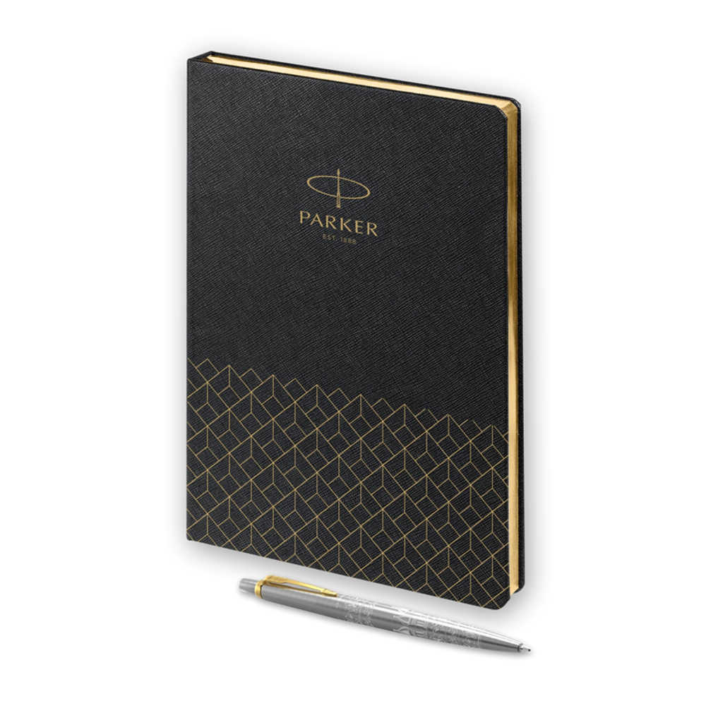 Подарочный набор: Шариковая ручка Parker Jotter Russia + ежедневник, черный
