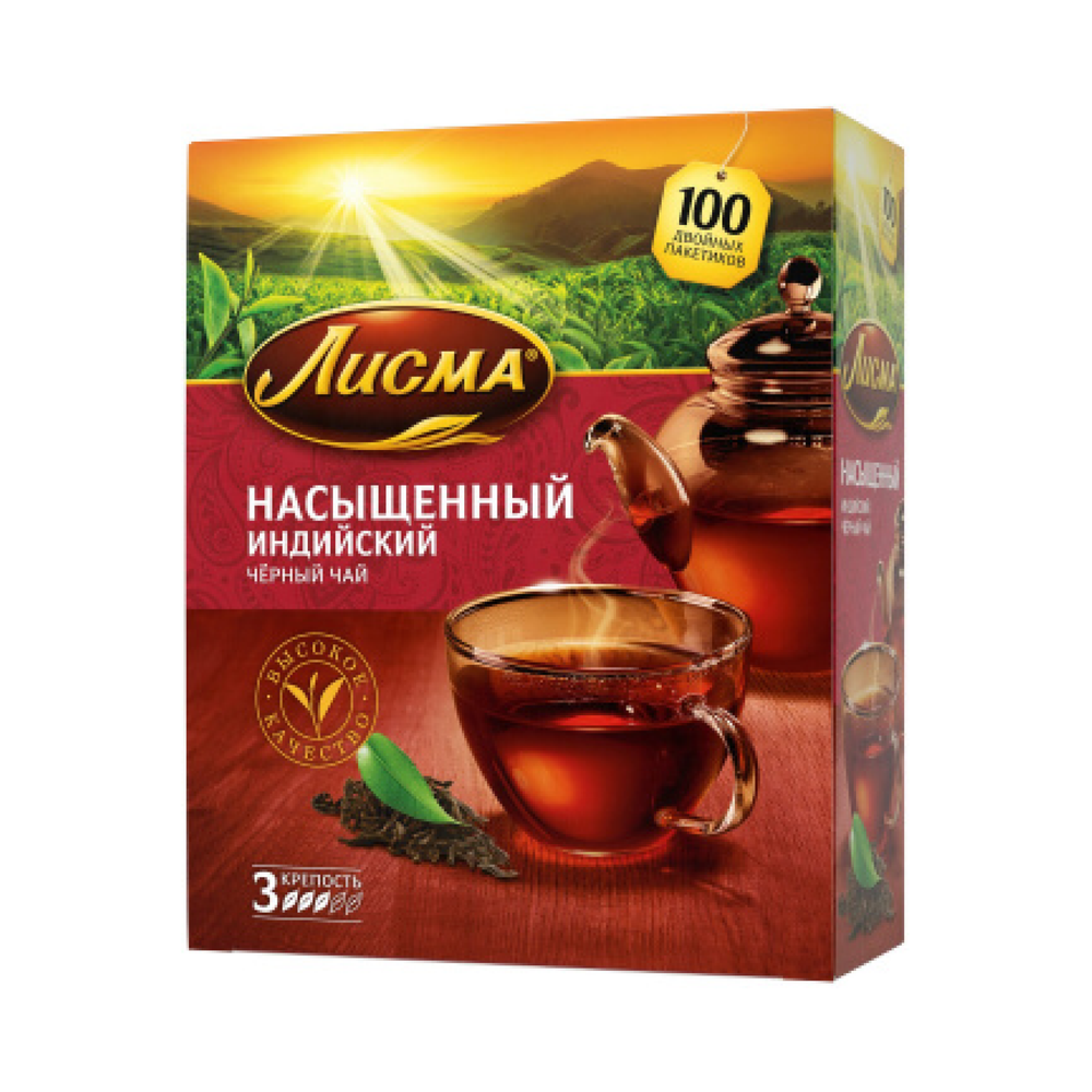 Чай черный в пакетиках Лисма Крепкий, 100 пак