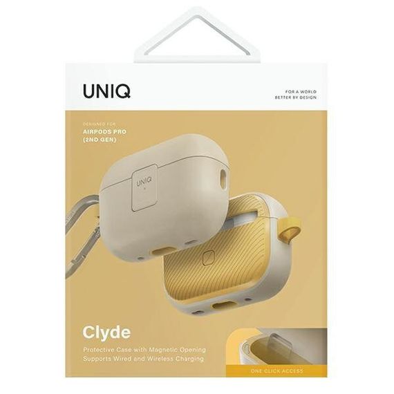 Чехол из полиуретана Uniq CLYDE для AirPods Pro 2 слоновая кость/канареечный (IVORY/CANARY YELLOW) (AIRPODSPRO2-CLYIVYCYEL)