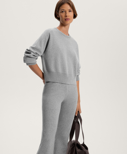 Oysho Вязаный джемпер с круглым вырезом, серый