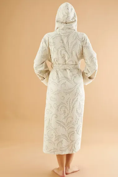 Халат женский с капюшоном 4235 кремовый  NUSA