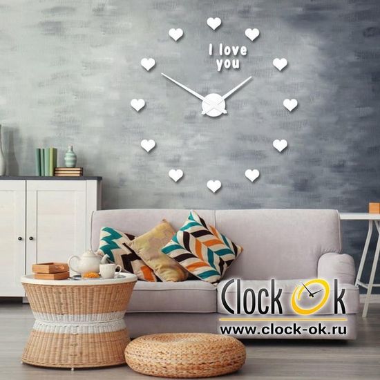 Настенные 3D часы I love you