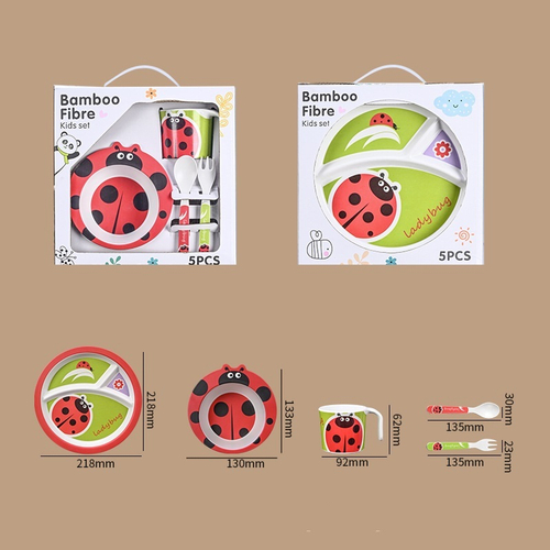 Набор посуды из бамбука "Bamboo Fibre", божья коровка