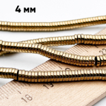 Гематит Рондель бусины (имитация), цвет темно-золотистый, размер около 1*4 мм, цена за отрезок 19 см (1/2 нити)