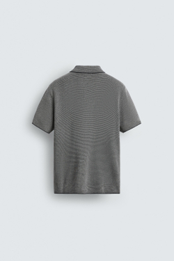 ZARA ПОЛО REGULAR FIT В РУБЧИК, ЭКРЮ/СИНИЙ