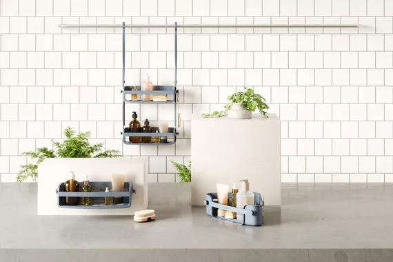 Органайзер для душа flex adhesive угловой, голубой