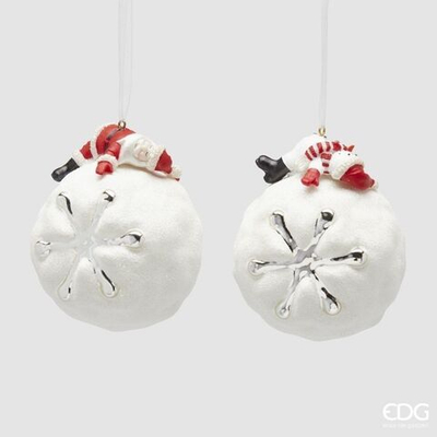 Игрушка шар снежок c Дедом Морозом, стекло, H.11 D9 см EDG