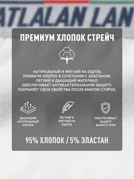 Мужские трусы (3шт) слипы спорт Atlantic 3MP-219, хлопок, белый