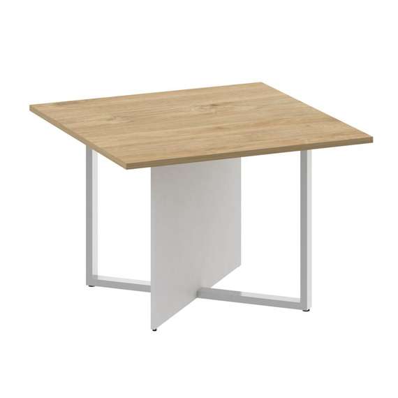 Shift Стол переговорный, квадратный SK.SP-KV-110-1 Тиквуд Светлый/Белый Бриллиант 1100*1100*753