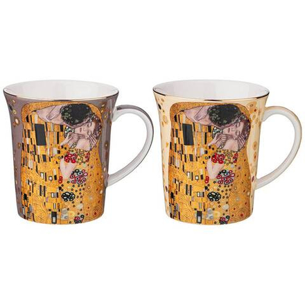 НАБОР КРУЖЕК LEFARD "ПОЦЕЛУЙ" (Г. КЛИМТ) 2 ШТ. 420 МЛ, КРЕМОВАЯ, СЕРАЯ (КОР=24НАБ.)