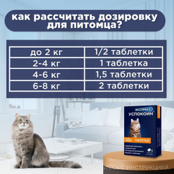 Экспресс Успокоин таблетки для кошек (6 таблеток)