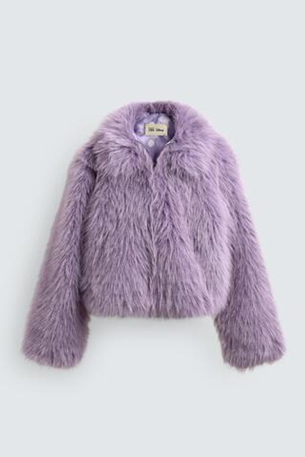 ZARA Х DISNEY КУРТКА ИЗ ИСКУССТВЕННОГО, ЦВЕТ МАЛЬВЫ