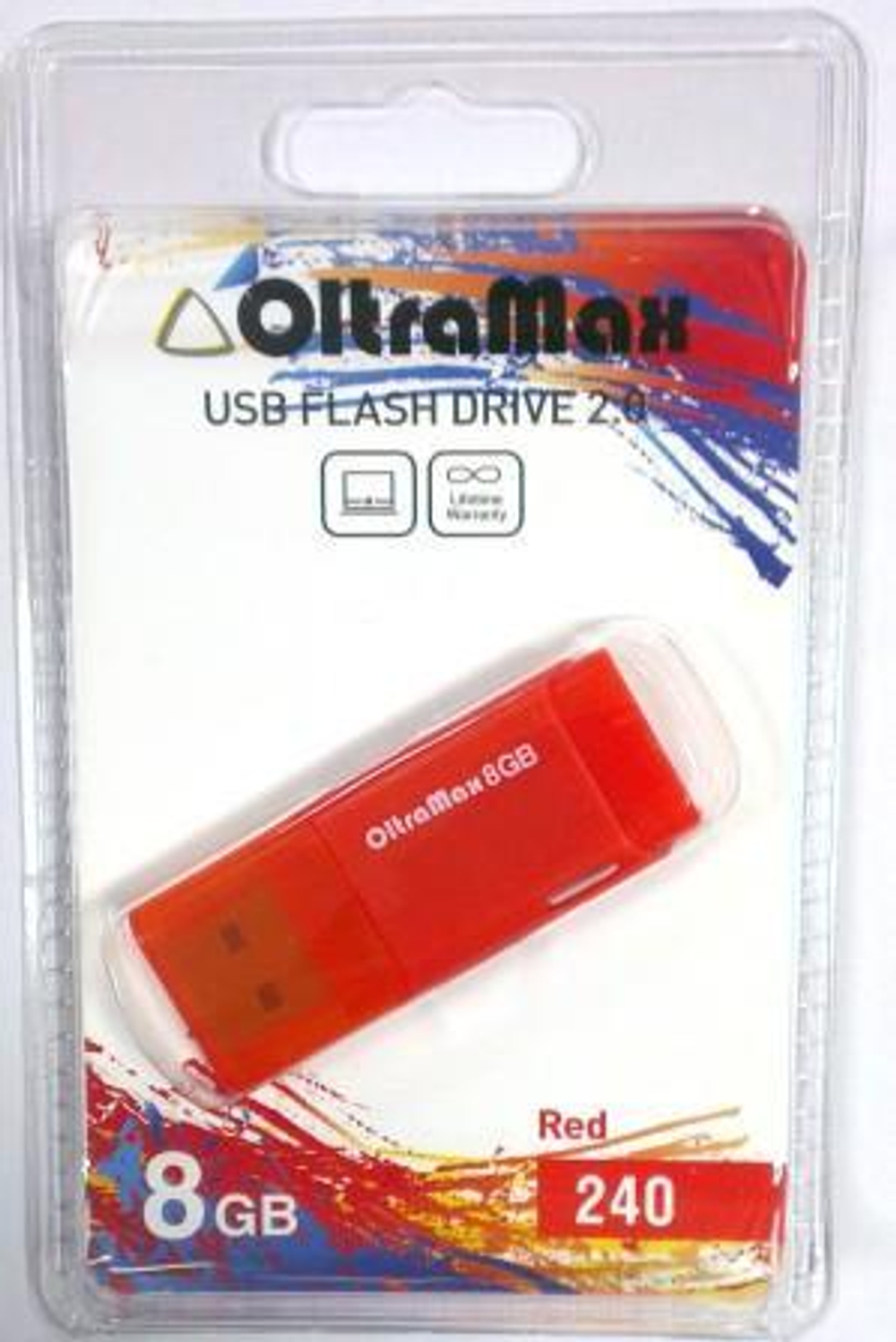 USB Флешка 8GB OltraMax 240, USB 2.0, красная