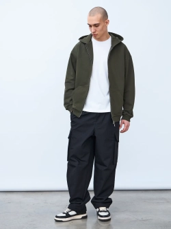 Худи оверсайз на молнии без начеса (хаки)