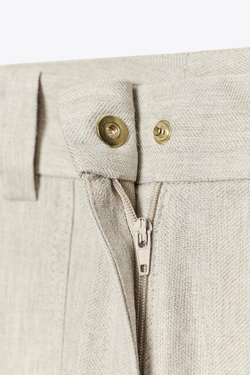 ZARA ПРЯМЫЕ БРЮКИ С ДЕКОРАТИВНОЙ СТРОЧКОЙ, ПЕСОЧНЫЙ