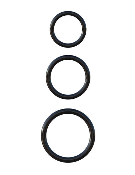 Набор из трех черных эрекционных колец Silicone 3-Ring Stamina Set