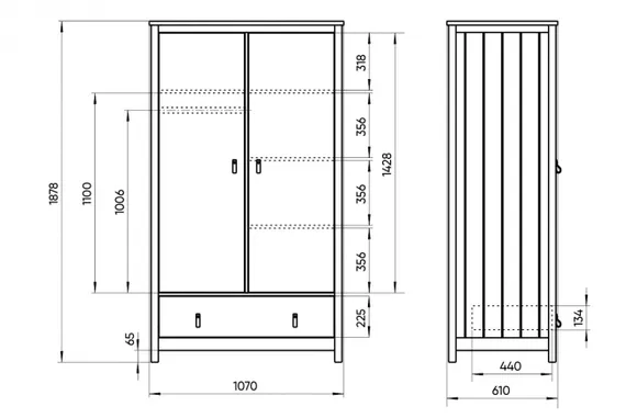 Шкаф двухдверный Ellipse Wood Белый