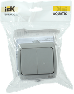 AQUATIC Выключатель 2-клавишный для открытой установки 10А IP54 ВС-20-2-0-А IEK