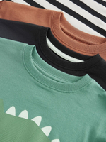 Лонгслив для мальчика Next B33-805, 3 шт., Зеленый, Черный, Кирпичный