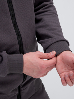 Толстовка на молнии с капюшоном теплая. Графит