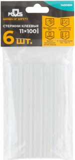 14506м Стержни клеевые 11х100мм, 6шт., прозрачность 50%