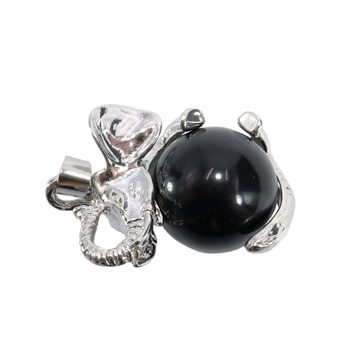 Подвеска Слон на шаре Черный агат оберег на защиту и приумножение благосостояния 3 см