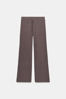 ZARA БРЮКИ ПРЯМОГО КРОЯ В РУБЧИК, СЕРО-КОРИЧНЕВЫЙ