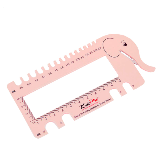 Линейка для определения размера спиц и плотности вязания "Слон" с резаком для нити,