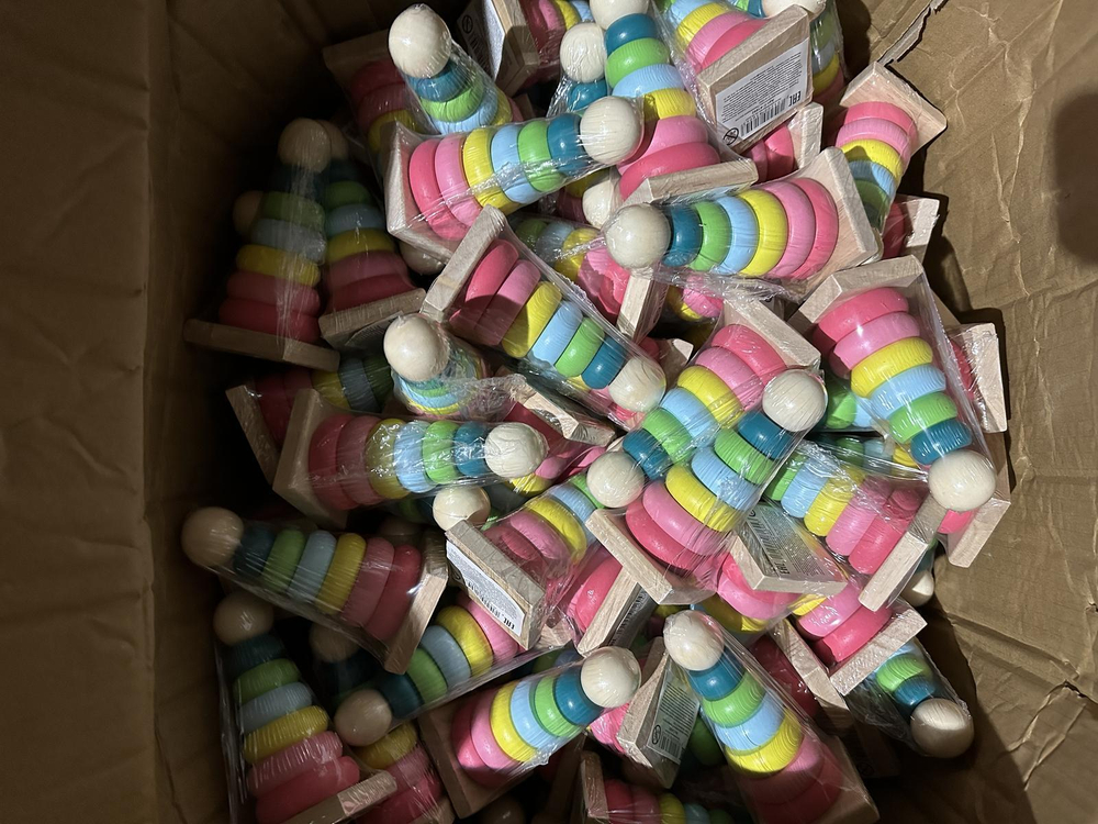 Пирамидка дер. круглая 7 колец + основание, C-41692