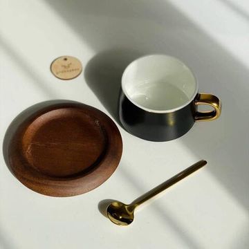 Чайная пара с ложкой «Улун», чашка 280 мл, блюдце d=13 см, цвет чёрный