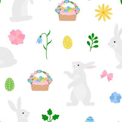 Пасхальные кролики и цветы
