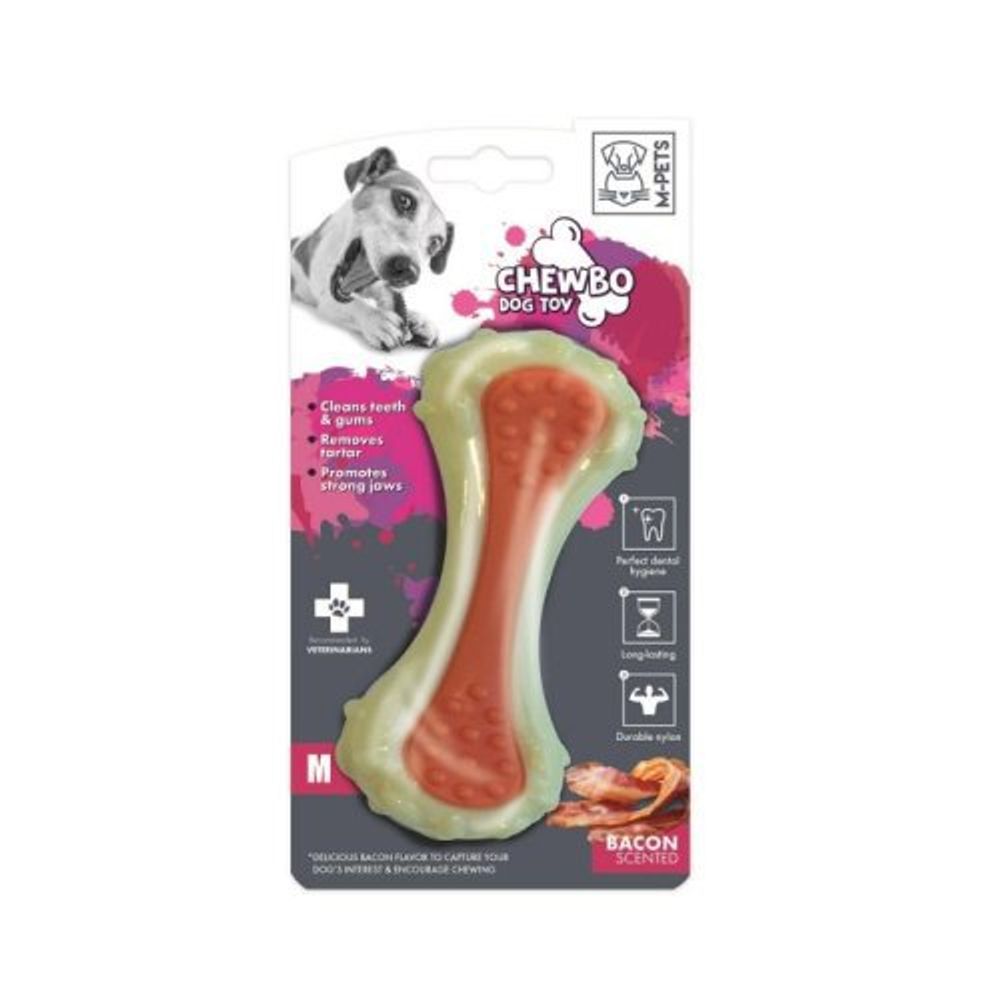 Игрушка для собак MPets CHEWBO Кость, с ароматом бекона, нейлон, размер s, 10 см
