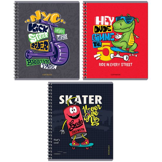 Тетрадь 96л., А5, клетка на гребне ArtSpace "Стиль. Bright prints", комплект 3 штуки