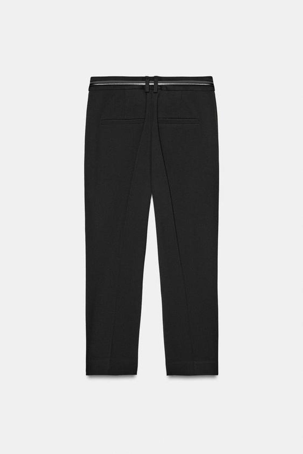 ZARA БРЮКИ КАПРИ С РЕМНЕМ, ЧЕРНЫЙ