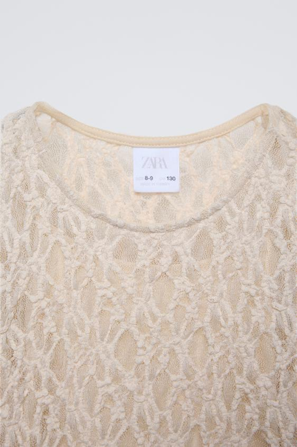 ZARA КРУЖЕВНАЯ ФУТБОЛКА, ЭКРЮ