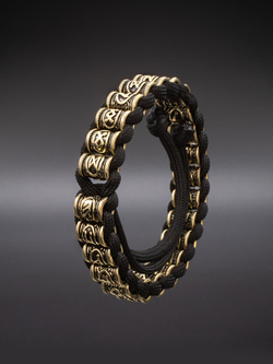 Браслет Футарк на завязках из паракорда скандинавские руны бронза